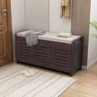 Balanbo Shoe Storage Organizer Cabinet Bench Solid Wood Cushion Multicompartment