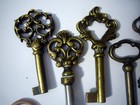Lot Of 7 Antique Brass Vintage Metal Skeleton Keys Unique Old Key Set 2 To 3 