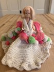 Vintage Dolls With Crochet Dress  Keepsake Containers  Red White Purple Dresses