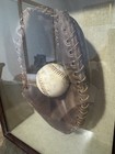 Vtg 50s  claw  Baseball Glove   Ball Mounted Shadow Box Wood Glass Display Case
