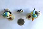 Vtg Hagen Renaker Skating Penguin Green Yellow Blue Scarf Baby Penguin Lot Of 3