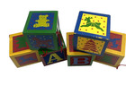 Midwest Wood Alphabet Block Ornaments Multicolor Raised Vintage Lot Of 6  2