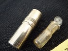 Antique Vintage  -tiny Scent Glass  Perfume Bottle In Fitted Metal Case - 1 25 