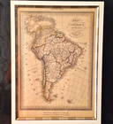 1825 Map Of South America L  Vivien - Paris Hand Colored Antique Carte Framed