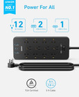 Anker Surge Protector Power Strip 2100j 12 Outlets Usb Indoor A9192 - Black