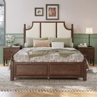 3-piece Queen Bedroom Set With Nightstands  Walnut Farmhouse Platform Bed