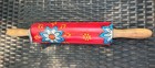Hand Painted Ceramic Rolling Pin Red Blue Floral Mandala   Royal Tag 17   