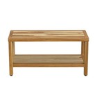 36  Natural Solid Teak Rectangular Shower Bench With Shelf