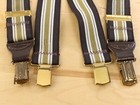 Vtg Hickok Striped Suspender s Brass Hardware Brown Green
