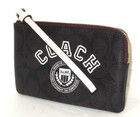 Coach Cb855 New Corner Zip Wristlet Brown Signature Canvas Varsity Motif Nwt  88