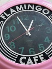1987 Flamingo Cafe Clock Neon Art Deco Pink - Tested