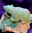 Vintage Carved Turquoise Bear Fetish 1  3 4  Long Native American Navajo