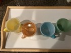 Fire King Coffee Cups  lot Of 4  Jadeite Multi Color D Handle