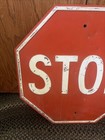 Vintage Stop Street Sign Embossed Heavy Gauge Steel 24   24  Red Metal