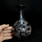Collection Chinese Antique Old Beijing Glaze Carved Flowers And Bird Vase Bottle
