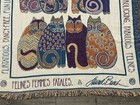 Vintage Laurel Burch Tapestry Throw Blanket Rug Felines Femmes Cats 45x67