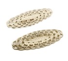 6 Vintage Light Golden Brass Filigree Floral Flower 57x19mm  Oval Findings V787