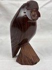 Hand Carved Hardwood Owl Figurine Sculpture Wooden Bird Decor Vintage 5 5   
