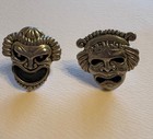 Rare Vintage Margo De Taxco Sterling Silver Cufflinks Tragedy And Comedy Mask