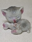 Vintage Sugar Textured Cat Kitten Figurine Midcentury Kitsch Japan  3    X 2   