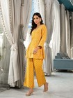 Yellow Digital Print Gota Work Pure Muslin Co-ord Set For Women  Wedding Wear