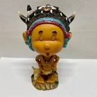 Vintage Native American Indian Bobble Head Child Figurine Collectible Tribal Euc