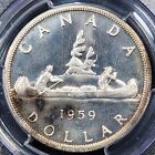 Silver 1959 Canada  1 Dollar   Pcgs Pl67 Gem Bu