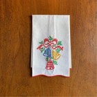 Vintage Cross Stitch Embroidered Linen Christmas Tea Towels  2 