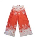 Vintage 60s 70s Thailand Palazzo Pants One Size Tie Waist Red White Whide Leg