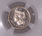 1884 Proof Three Cent Nickel  - Ngc Pf 64 Cameo - 3cn Rare
