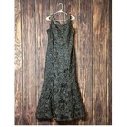 Camille La Vie Evening Gown Womens 12 Dark Grey Floral Lace Beaded Neckline