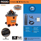 Ridgid 16 Gal  5 0 Peak Hp Nxt Shop Vacuum Wet Dry Vac W  General Debris Filter