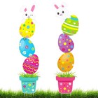 8 Pcs  2 Sets Easter Yard Decorations Signs Outdoor Lawn Decorations Bunny Eggs 