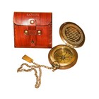 Brass Sundial Compass Vintage Pocket Style Nautical Keychain  Pendant Gold