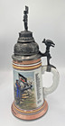 Vintage German Regimental Beer Stein With Lithophane Bottom   Sailor Pewter Lid