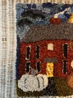 Primitive  Hand Hooked Rug Autumn Pumpkins   House