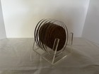 Set Of 5 Lucite And Cork Coasters In Lucite Holder Mcm Vintage 1960s U S A