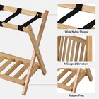 Set Of 4 Folding Luggage Rack Soild Wood Stand Suitcase Holder W  Storage Shelf