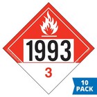 1993 Placard Class 3 Combustible Liquid 10-pk  10 75 x10 75  Removable Vinyl