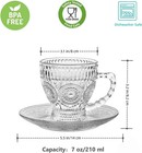 Cosnou Vintage Glass Tea Cups Saucers Glass Mugs 7 Oz Set Of 6 Espresso Coffee