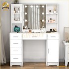Vanity Table With Led Lights Mirror   7 Drawers 109cm Wide Makeup Dressing Desk