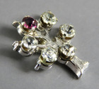 Vtg Anson Sterling Silver Tie Tack Lapel Hat Pin Brooch Family Tree Rhinestones
