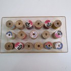 Mixed Lot 17 Wood Spools Thread Vintage Clear Plastic Sewing Storage Box  2