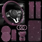 Pink 11 Pcs Car Decoration Set For Women - Universal Fit - Bling