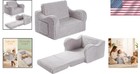 2-in-1 Foldable Kids Sofa Chair In Grey Sherpa - Cozy   Lightweight Design