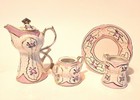     vintage Limoges Porcelain Child s China Tea Set  12-piece Pink Rose  Gold Trim