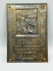 1932 Hartford Fire Insurance Co Brass Plaque Sign Stag Vintage Advertising