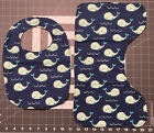 Baby Bib Burp Cloth Set Gift 2 Items whales Blue Cute Soft Cotton Handmade Whale