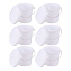 6 Pack White Plastic Bucket W  Handle   Lid Food Storage Bucket Container  4 Gal