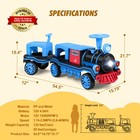 Blue Large 12v Battery 2-seater Kids Ride On Train W carriage 2speed music light